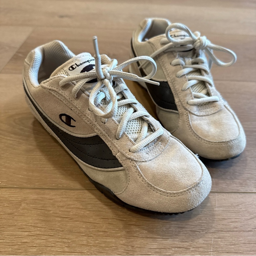 Champion Shoes Women’s 7 Sneakers Brown Beige/Cream Suede Lace Up Comfort Low - Picture 1 of 12